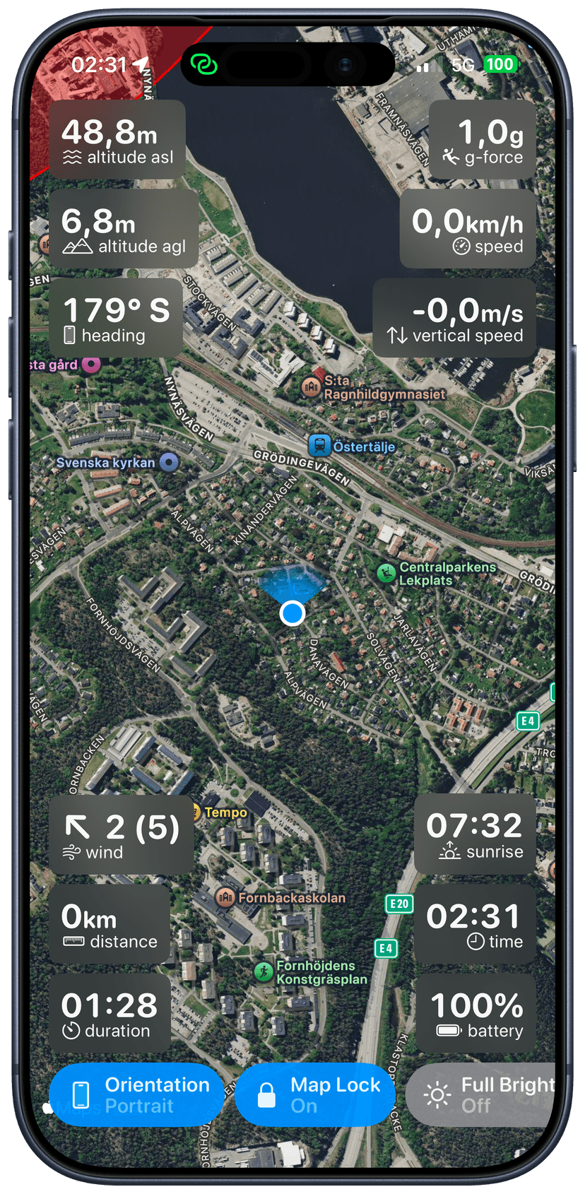 Skai app inflight screen